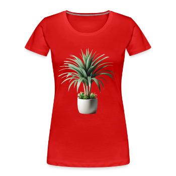 Dracaena plant in pot - Women's Premium Organic T-Shirt - red - Front - Mia (176cm)
