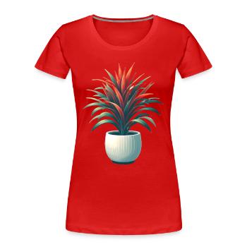 Dracaena plant in pot - Women's Premium Organic T-Shirt - red - Front - Mia (176cm)