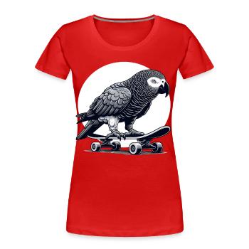 Graupapagei auf Skateboard - Frauen Premium Bio T-Shirt - Rot - Vorne - Mia (176cm)