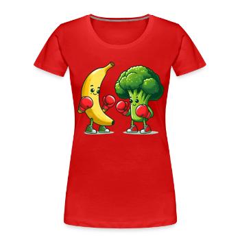 Banane vs Brokkoli Boxkampf - Frauen Premium Bio T-Shirt - Rot - Vorne - Mia (176cm)