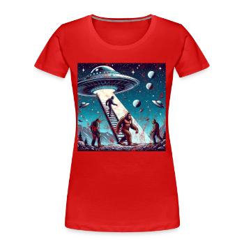 Bigfoot and the UFO - Women's Premium Organic T-Shirt - red - Front - Mia (176cm)