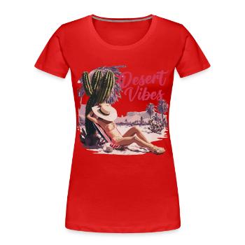 Sonnenuntergang Desert Vibes Urlaub Abenteuer - Frauen Premium Bio T-Shirt - Rot - Vorne - Mia (176cm)