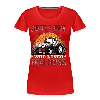 Traktor Landmaschine Schlepper Trecker - Frauen Premium Bio T-Shirt - Rot - Vorne - Mia (176cm)