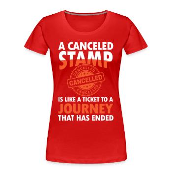 Lustige Briefmarken Briefmarkensammlung Humor - Frauen Premium Bio T-Shirt - Rot - Vorne - Mia (176cm)