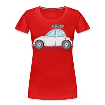 Auto mit Koffer auf dem Dach in Grau - Frauen Premium Bio T-Shirt - Rot - Vorne - Mia (176cm)