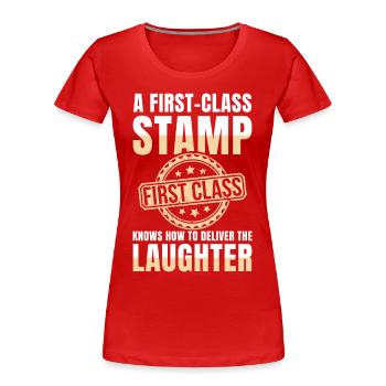 Lustige Briefmarken Briefmarkensammlung Humor - Frauen Premium Bio T-Shirt - Rot - Vorne - Mia (176cm)