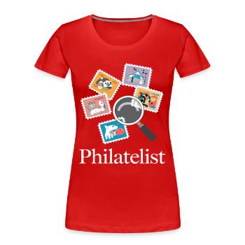 Lustige Briefmarken Briefmarkensammlung Humor - Frauen Premium Bio T-Shirt - Rot - Vorne - Mia (176cm)
