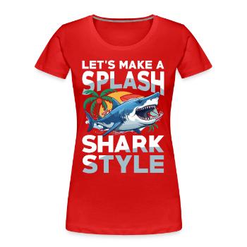 Let's Make A Splash Shark Style - Frauen Premium Bio T-Shirt - Rot - Vorne - Mia (176cm)