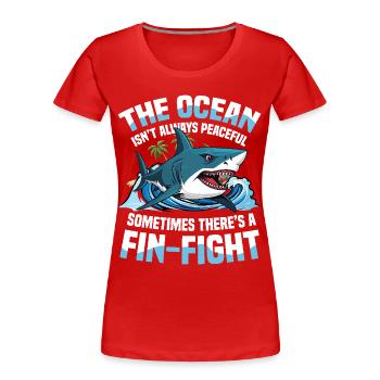 The Ocean Isn’t Always Peaceful - Frauen Premium Bio T-Shirt - Rot - Vorne - Mia (176cm)