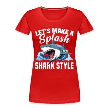 Let's Make A Splash Shark Style - Frauen Premium Bio T-Shirt - Rot - Vorne - Mia (176cm)