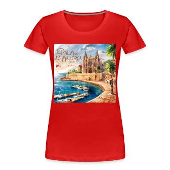 Palma de Majorque - T-shirt bio Premium Femme - rouge - Devant - Mia (176cm)