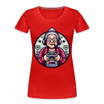 Gamer Oma - Frauen Premium Bio T-Shirt - Rot - Vorne - Mia (176cm)
