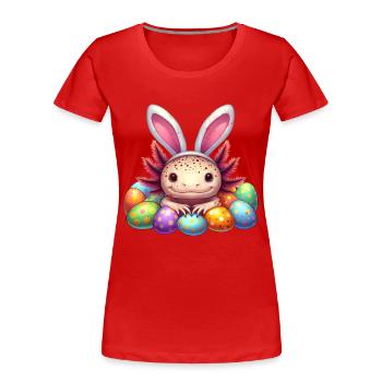 Oster Axolotl - Frohe Ostern - Frauen Premium Bio T-Shirt - Rot - Vorne - Mia (176cm)
