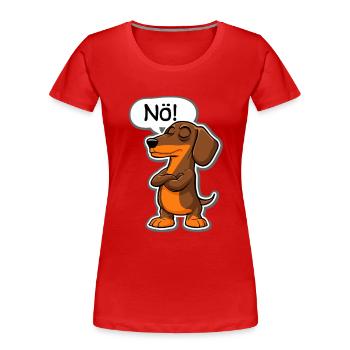 Teckel Nope – Expression charmante pour teckel - T-shirt bio Premium Femme - rouge - Devant - Mia (176cm)