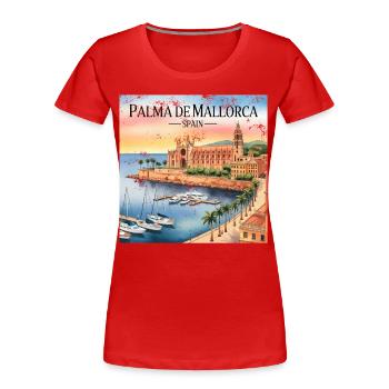 Palma de Majorque - T-shirt bio Premium Femme - rouge - Devant - Mia (176cm)