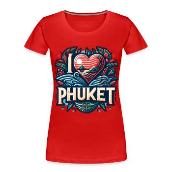 J’adore Phuket - T-shirt bio Premium Femme - rouge - Devant - Mia (176cm)