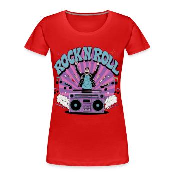 Rock n Roll musique Illustration de fête rétro avec - T-shirt bio Premium Femme - rouge - Devant - Mia (176cm)