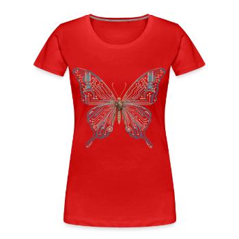 Schmetterling Code: Cyber Schönheit der Natur und - Frauen Premium Bio T-Shirt - Rot - Vorne - Mia (176cm)