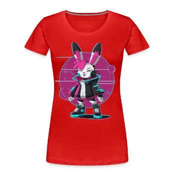 Cyber lapin futuriste au look néon pour les gamers - T-shirt bio Premium Femme - rouge - Devant - Mia (176cm)