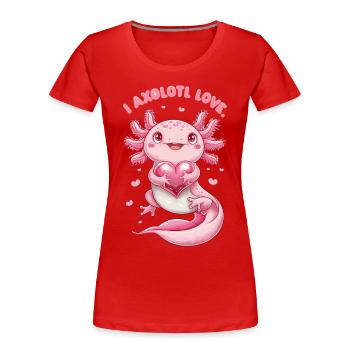 Axolotl Liebe Herz Umarmung Niedlich - Frauen Premium Bio T-Shirt - Rot - Vorne - Mia (176cm)