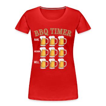 Minuterie de barbecue Amateur de bière Soirée barbecue Humoristique - T-shirt bio Premium Femme - rouge - Devant - Mia (176cm)