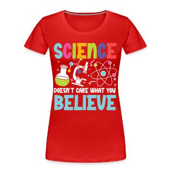 La science est indépendante : promouvoir l’enseignement des STIM - T-shirt bio Premium Femme - rouge - Devant - Mia (176cm)
