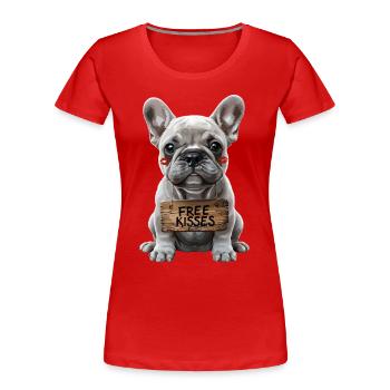 Niedlicher Französische Bulldogge Kostenlos Küsse - Frauen Premium Bio T-Shirt - Rot - Vorne - Mia (176cm)