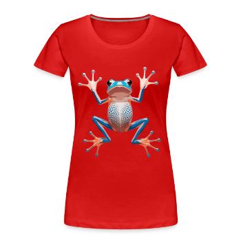 Faszinierender Frosch Kunstwerk für Naturfreunde - Frauen Premium Bio T-Shirt - Rot - Vorne - Mia (176cm)