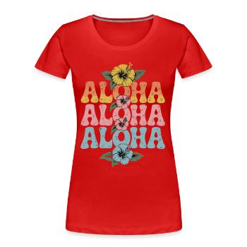 Aloha Tropische Blumen Retro Design - Frauen Premium Bio T-Shirt - Rot - Vorne - Mia (176cm)