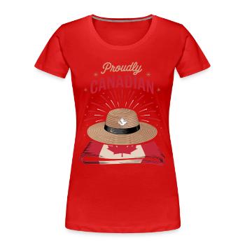 Motif de la feuille d’érable solennelle canadienne Pride - T-shirt bio Premium Femme - rouge - Devant - Mia (176cm)