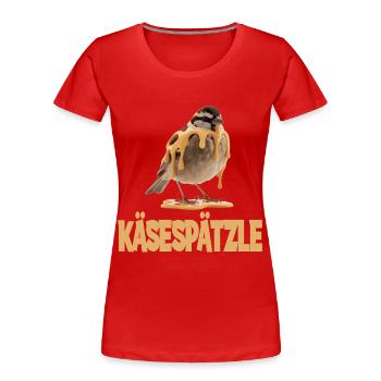Käsespätzle Vogel Illustratif Humoristique - T-shirt bio Premium Femme - rouge - Devant - Mia (176cm)