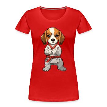 Karaté Beagle chiot illustration pour - T-shirt bio Premium Femme - rouge - Devant - Mia (176cm)