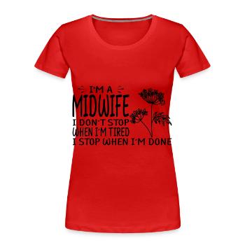 Sage-femme - T-shirt bio Premium Femme - rouge - Devant - Mia (176cm)