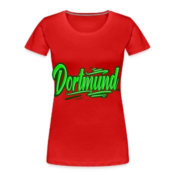 Dortmund - Frauen Premium Bio T-Shirt - Rot - Vorne - Mia (176cm)