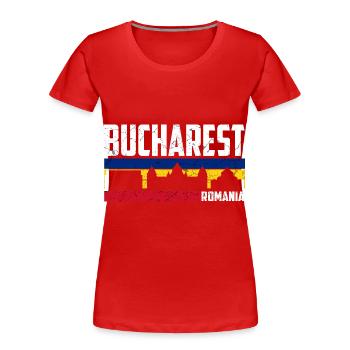 Bucharest Romania City Romanian Bucharest - Women's Premium Organic T-Shirt - red - Front - Mia (176cm)