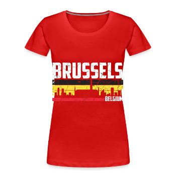 Brussels Belgium City - Women's Premium Organic T-Shirt - red - Front - Mia (176cm)