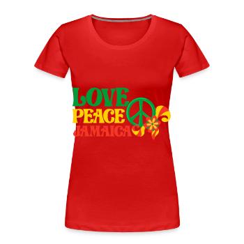 Love Peace Jamaica - Frauen Premium Bio T-Shirt - Rot - Vorne - Mia (176cm)