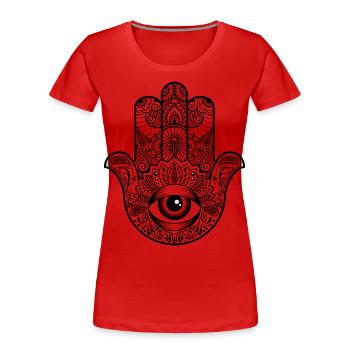 Main de fatima - T-shirt bio Premium Femme - rouge - Devant - Mia (176cm)