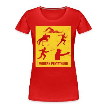 Pentathlon moderne - Escrime Natation Équitation - T-shirt bio Premium Femme - rouge - Devant - Mia (176cm)