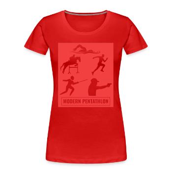 Pentathlon moderne - Escrime Natation Équitation - T-shirt bio Premium Femme - rouge - Devant - Mia (176cm)