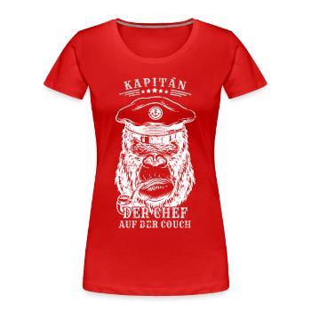 Kapitän - Der Chef auf der Couch - Frauen Premium Bio T-Shirt - Rot - Vorne - Mia (176cm)
