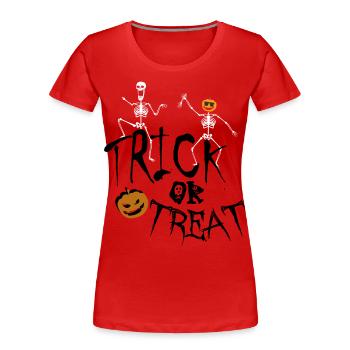 Trick or Treat - Women's Premium Organic T-Shirt - red - Front - Mia (176cm)