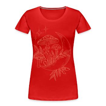 Mushrooms in the Moonlight - Lineart - Women's Premium Organic T-Shirt - red - Front - Mia (176cm)