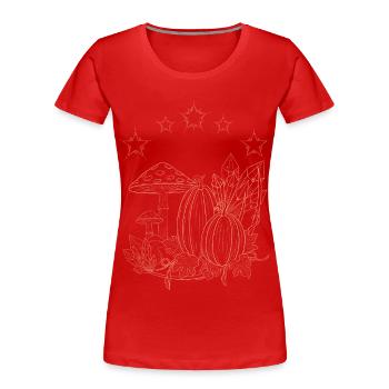 Pumpkins in Magic Land -Lineart - Women's Premium Organic T-Shirt - red - Front - Mia (176cm)