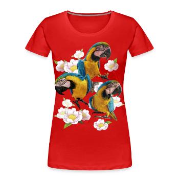 The blue and yellow macaw - Women's Premium Organic T-Shirt - red - Front - Mia (176cm)