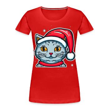 Beautiful Xmas kitten digital illustration, the - Women's Premium Organic T-Shirt - red - Front - Mia (176cm)