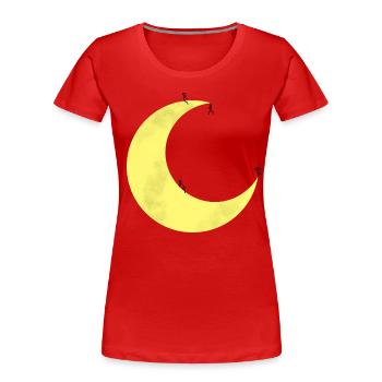Lune avec des figures en bâton - T-shirt bio Premium Femme - rouge - Devant - Mia (176cm)