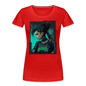 Magnifique fille futuriste pour les fans de jeux vidéo - T-shirt bio Premium Femme - rouge - Devant - Mia (176cm)