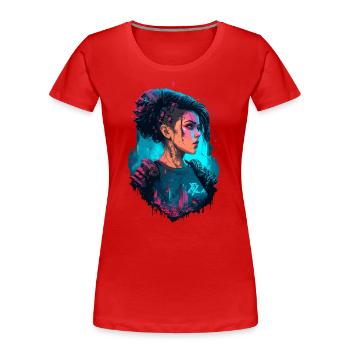 De magnifiques femmes futuristes pour les fans de jeux - T-shirt bio Premium Femme - rouge - Devant - Mia (176cm)