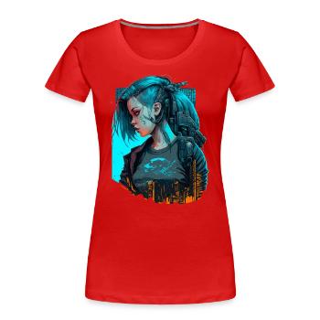 Belle dame futuriste pour les amateurs de jeux - T-shirt bio Premium Femme - rouge - Devant - Mia (176cm)
